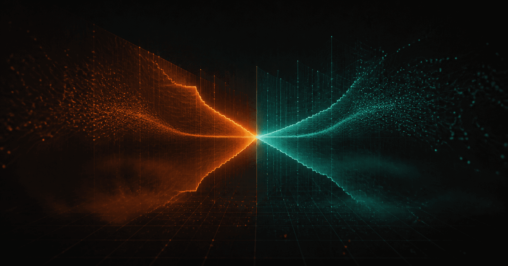 Abstract visualization of prediction-market probability, pricing, and order-book signals